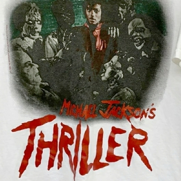 Vintage Thriller Michael Jackson White Graphic T-shirt 100% Cotton‎ Size Medium - Picture 5 of 9